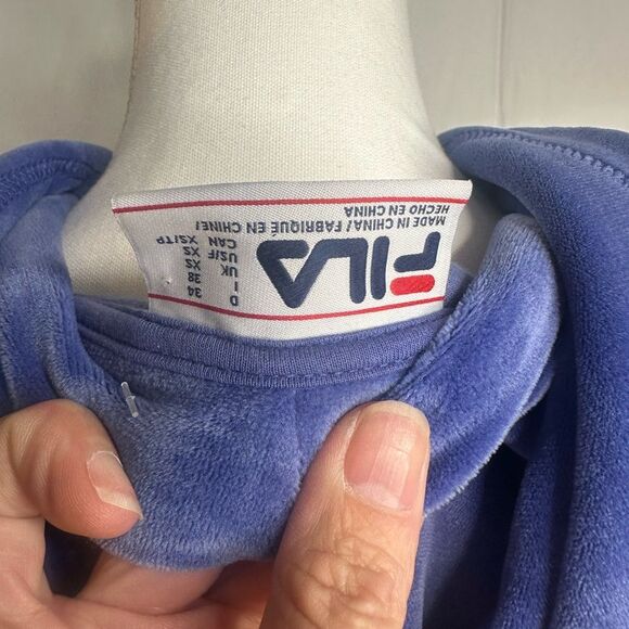 Fila Womens Velour Quarter Hoodie Marlin(Blue) Size XS - Picture 7 of 9